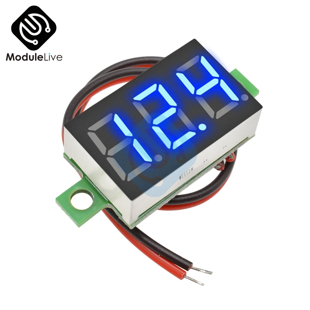 0.36 Inch 2 wire Red Blue White Green Mini Digital LED Display Voltmeter Panel Volt Voltage Meter Adjustment Voltmeter for Cars