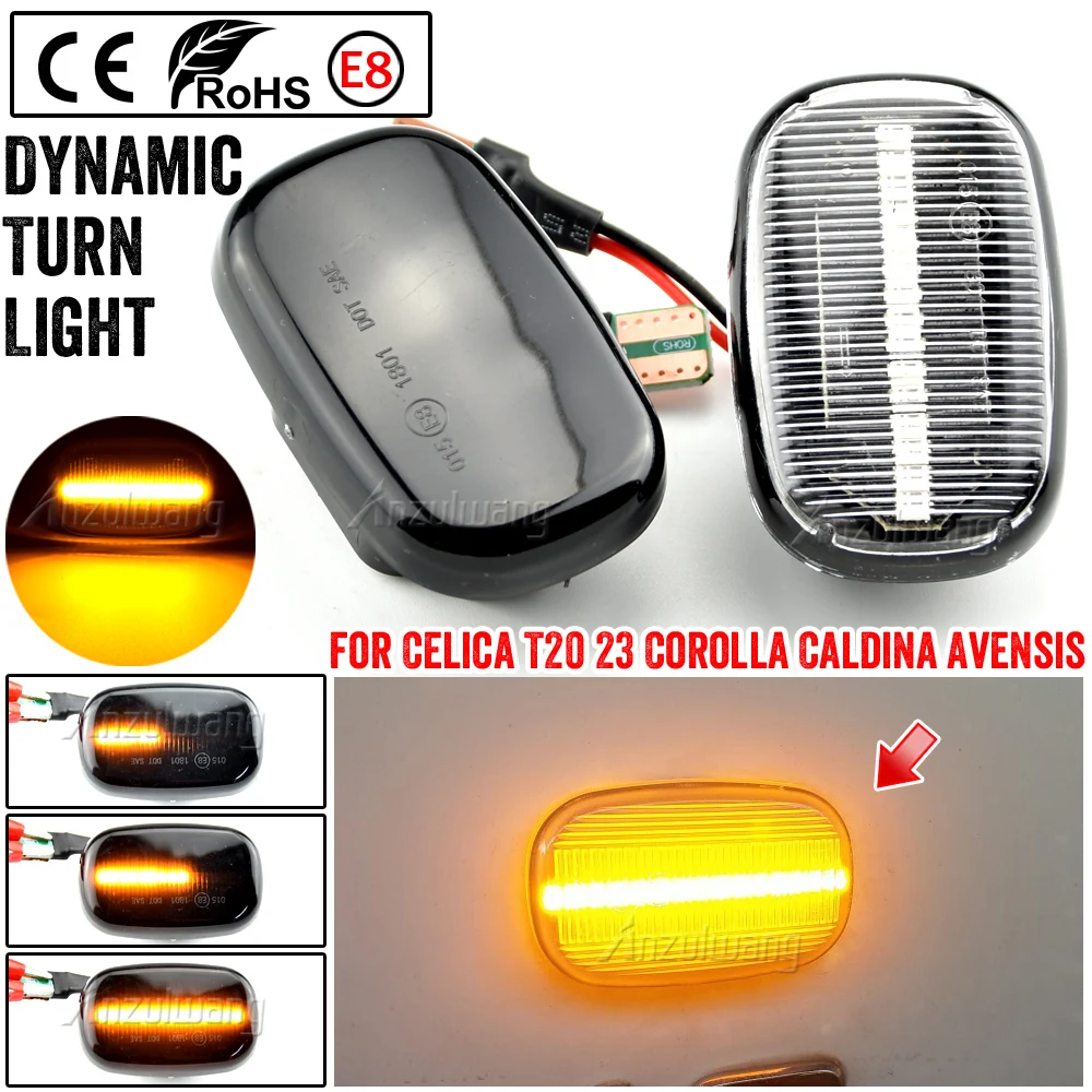 For Toyota Corolla Celica T20 23 Caldina Avensis Starlet Prius Fielder Verso Runx MR2 LED Dynamic Turn Signal Light Side Marker