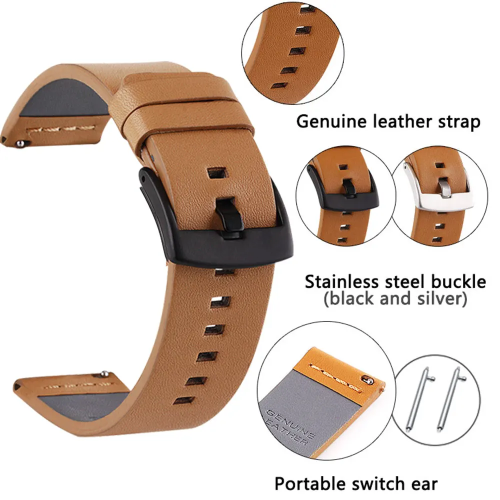 UTHAI correa de cuero para reloj Samsung Galaxy, correa de reloj deportiva Gear S3 de 42 y 46mm, liberación rápida de 18, 20, 22 y 24mm,Z26