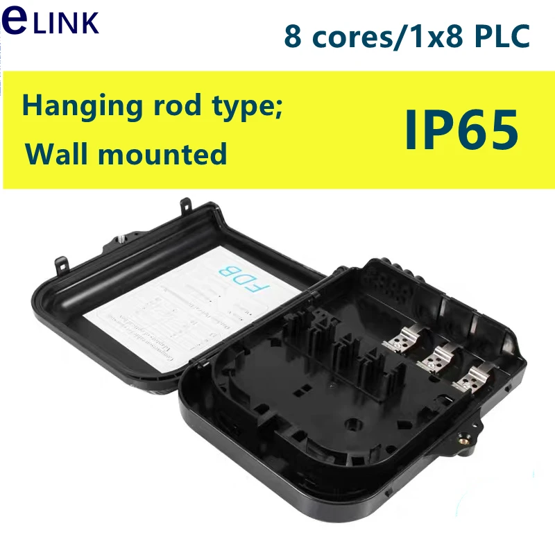 

FDB Distribution Box, 8 Cores, IP65, 1x8, ABS, Waterproof, Outdoor, 220x200x50mm, FTTH Optical Fiber Junction Box, 1x8, 2Pcs