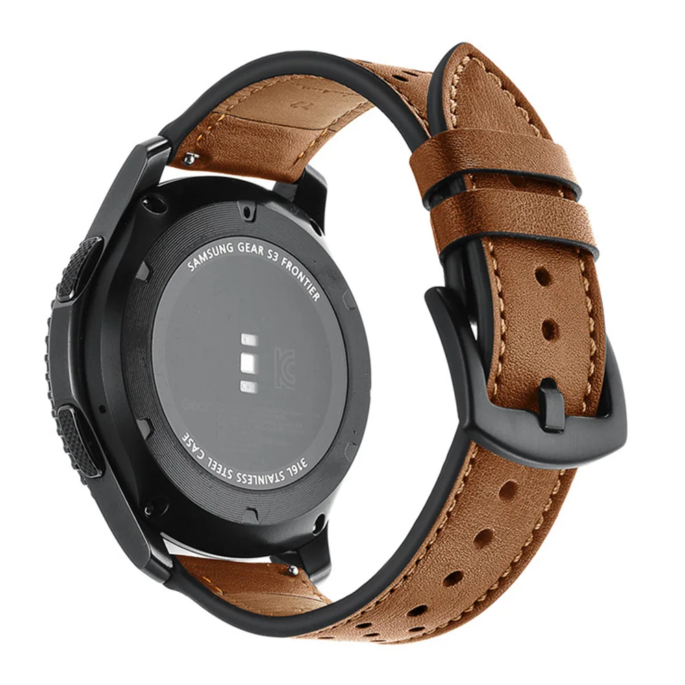 20/22mm strap For Galaxy Watch 46mm/42mm/Active Samsung Gear S3 frontier/S2/Sports Genuine Leather Band Huawei Watch GT S 3 2 46