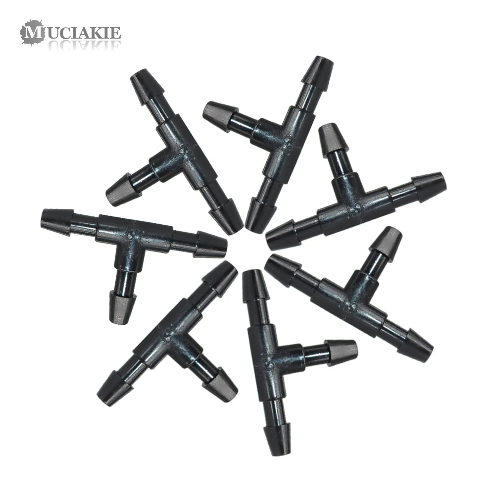 

MUCIAKIE 1/8'' Barb Plastic Adapter Garden Tubing Irrigation Tee Water Connector Barbed Water Splitter Irrigation Fittings