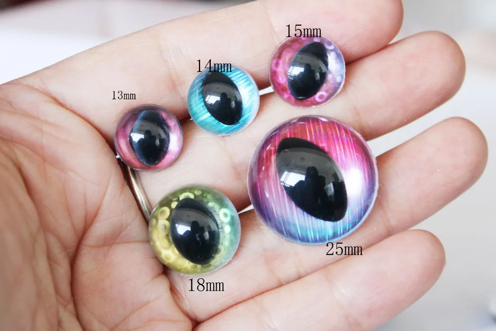 20 Stück 10MM-30MM Klare Sicherheits-Katzenaugen mit Stoff und Unterlegscheibe für Puppen-DIY-Handarbeiten ---Größenoption-L12 – Detail 2