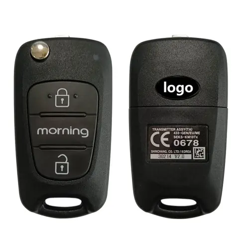 기아 모닝 2011 + 용 오리지널 2 단추 키 플립 원격 자동차 포브, FCCID SEKS-KM10TX, TOY40 블레이드, 4D60 칩, 433MHz, CN051132