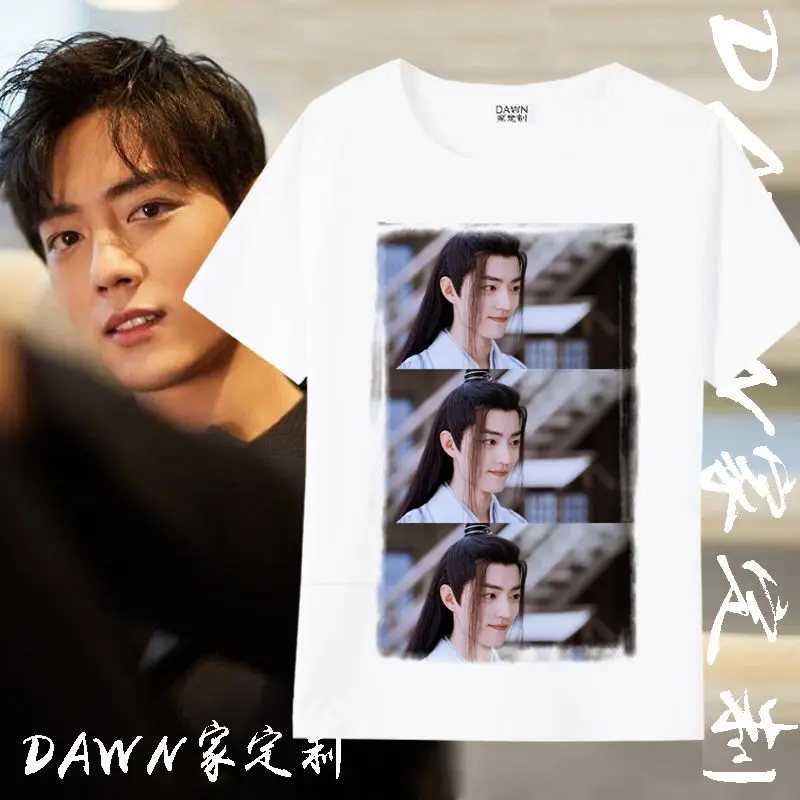 Anime Mo Dao Zu Shi Cosplay Costumes The Untamed Wei Wuxian Lan Wangji Cosplay White Print Short Sleeve Tshirts For adult