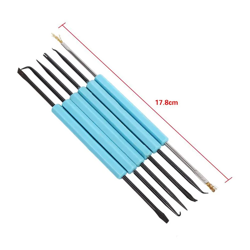 Riparazione strumenti di saldatura 1 Set di 6 strumenti di rimozione del flusso professionale riparazione del flusso Kit di aiuto per saldatura a 6 pezzi blu a doppia faccia