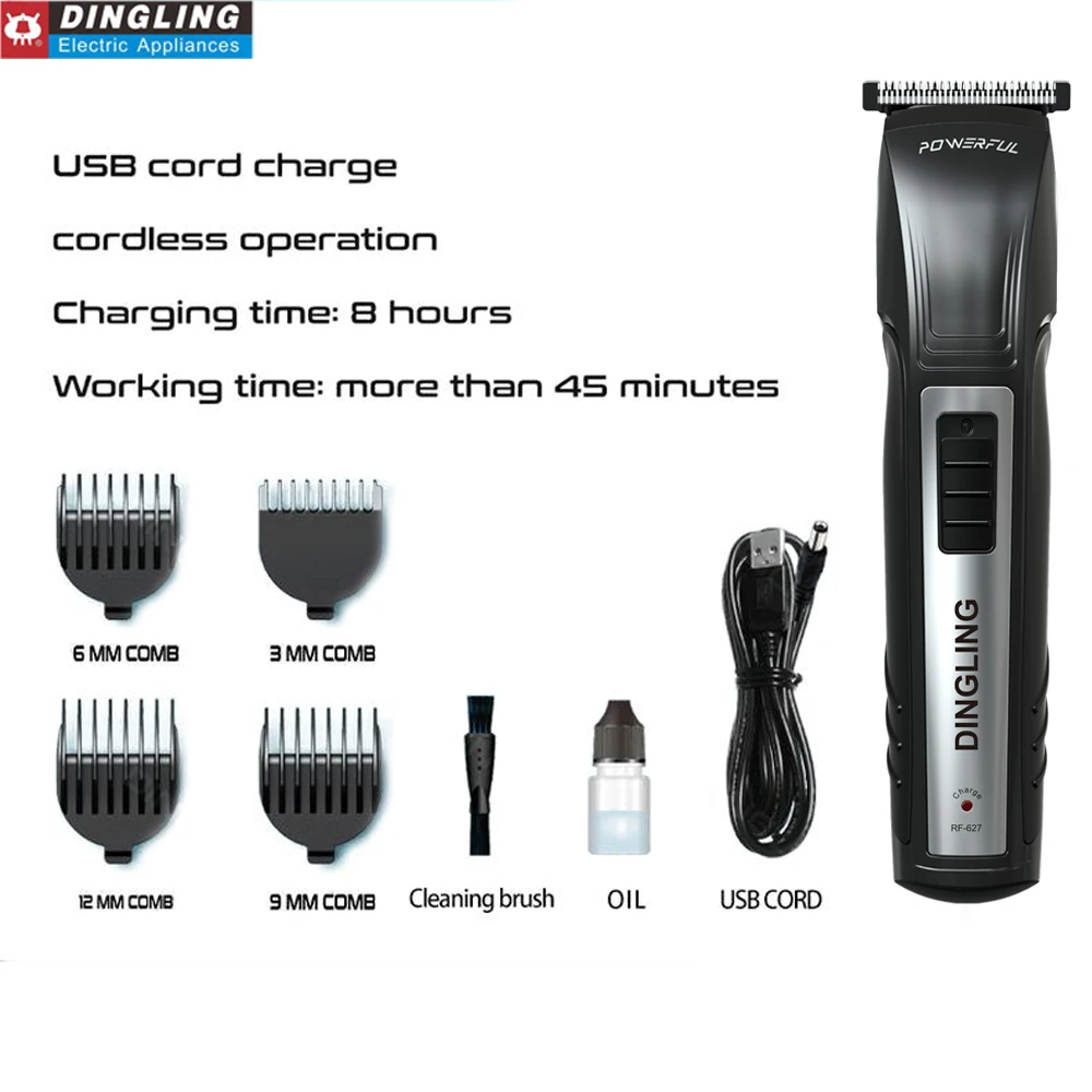 Dingling RF-627 Usb Clipper Blade Kid Capelli E Barba Trimmer Elettrico Taglio Dei Capelli Macchina Trimmer Per Gli Uomini
