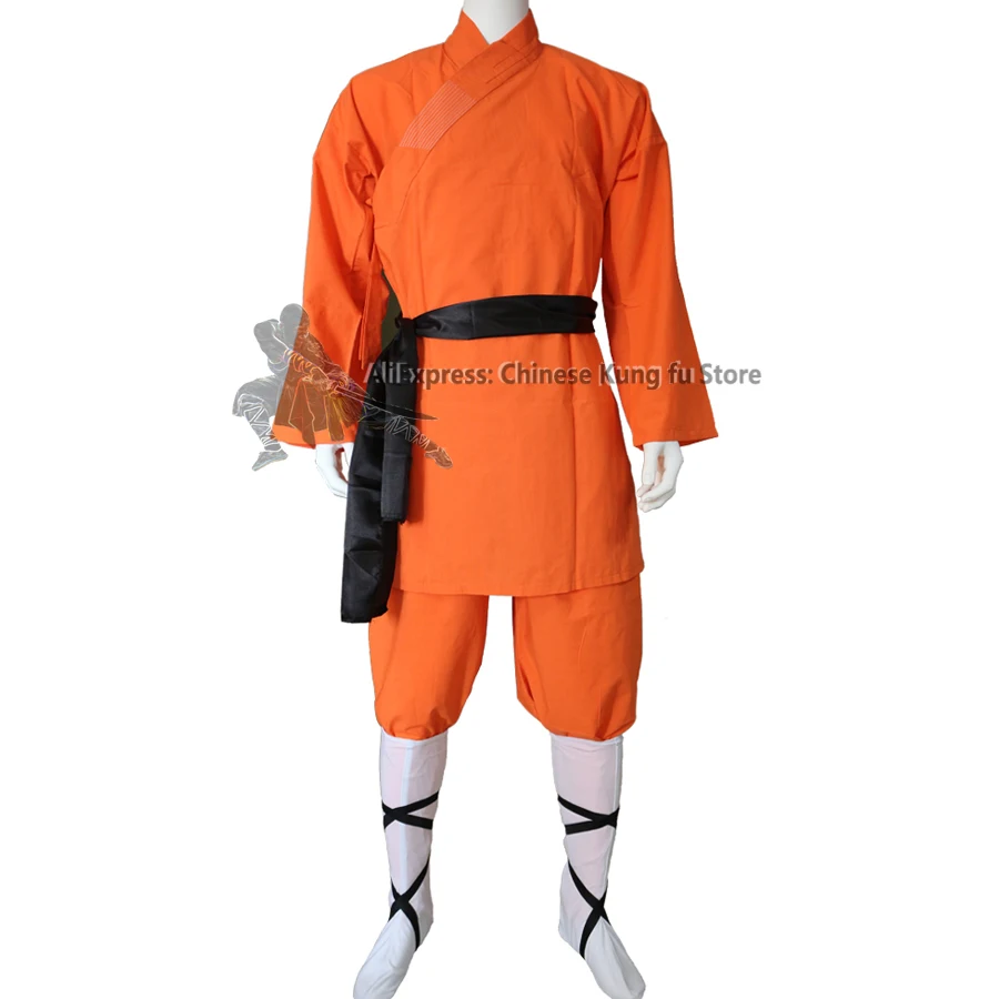 

Children Adults Orange Cotton Shaolin Monk Kung fu Robe Martial arts Suit Tai chi Wing Chun Uniforms