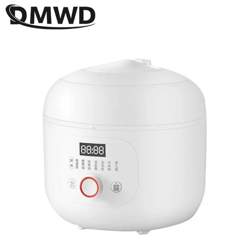 DMWD 2L Household Multifunctional Electric Pressure Cooker Mini Smart Rice Cooker FoodStewing Soup Pot Maker 24H Appointment