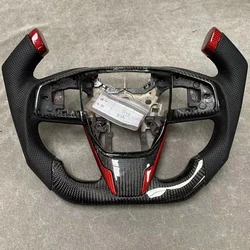 Pilot Shape Carbon Fiber Racing Steering Wheel Preforated Leather For Honda Civic 16-21 10th