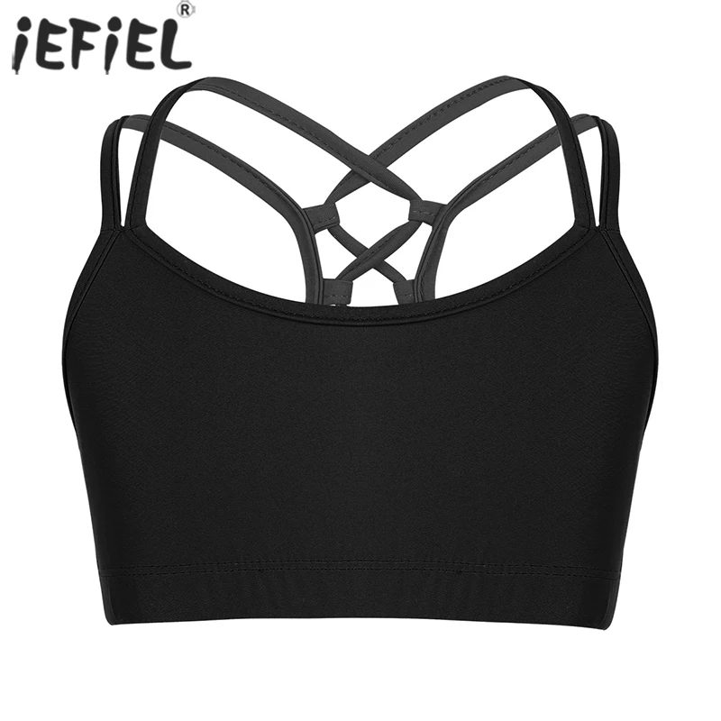 

Kid Girls Tanks Dance Tops Ballet Leotard Crop Top Spaghetti Shoulder Straps Bra Underwear Ballet Gymnastics Dance Stage Vest