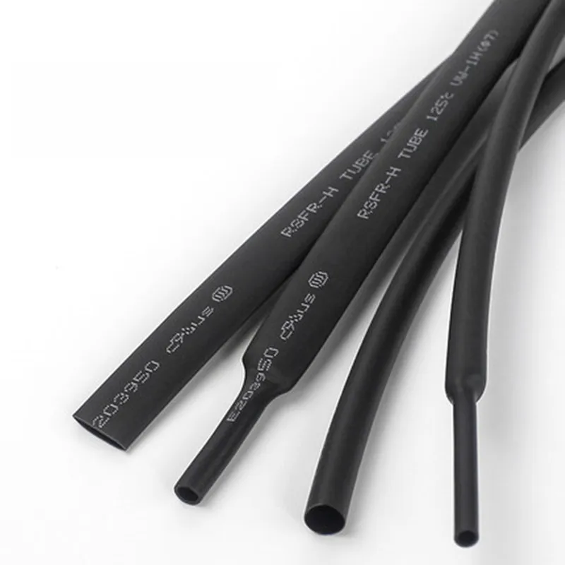 10M 2/4/6/8/10mm 2:1 Black Insulated Flame Retardant Heat Shrinkable Tube  Sleeving Wrap Wire DIY Connector Repair