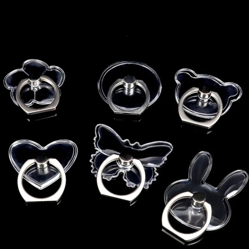 ​Universal Mobile Phone Holder Stand Finger Ring Magnetic For cute Cell Smart Phone Transparent holder for iphone 11 12 XS MAX