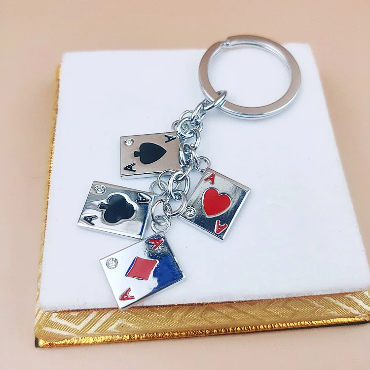 

Playing Cards Key Ring Metal Car Key Chain New Fashion Square Heart Style Couple Gift Special Casual Characteristic Unisex K0052