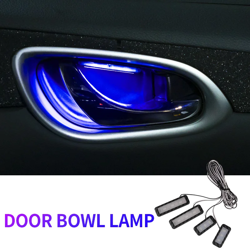 

4pcs Mini Car Door Bowl Decoration Light Auto Interior Welcome Low Power Colorful LED Strip Atmosphere Lamp Universal 12v