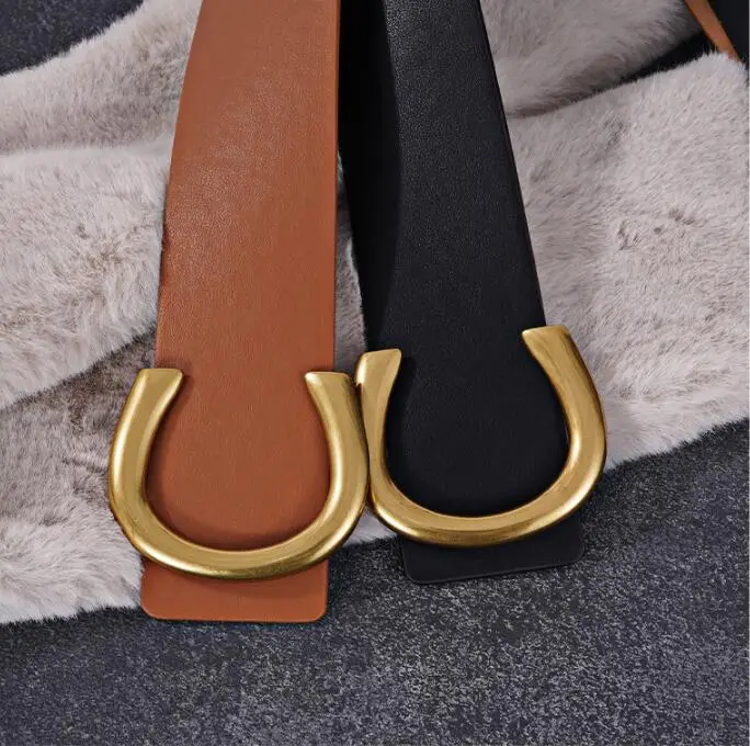 Punk Vintage Big Buckle Belts For Women New Design Black Waistbands Dress Lady Fashion Brown Wide PU Leather Waist Strap Coat