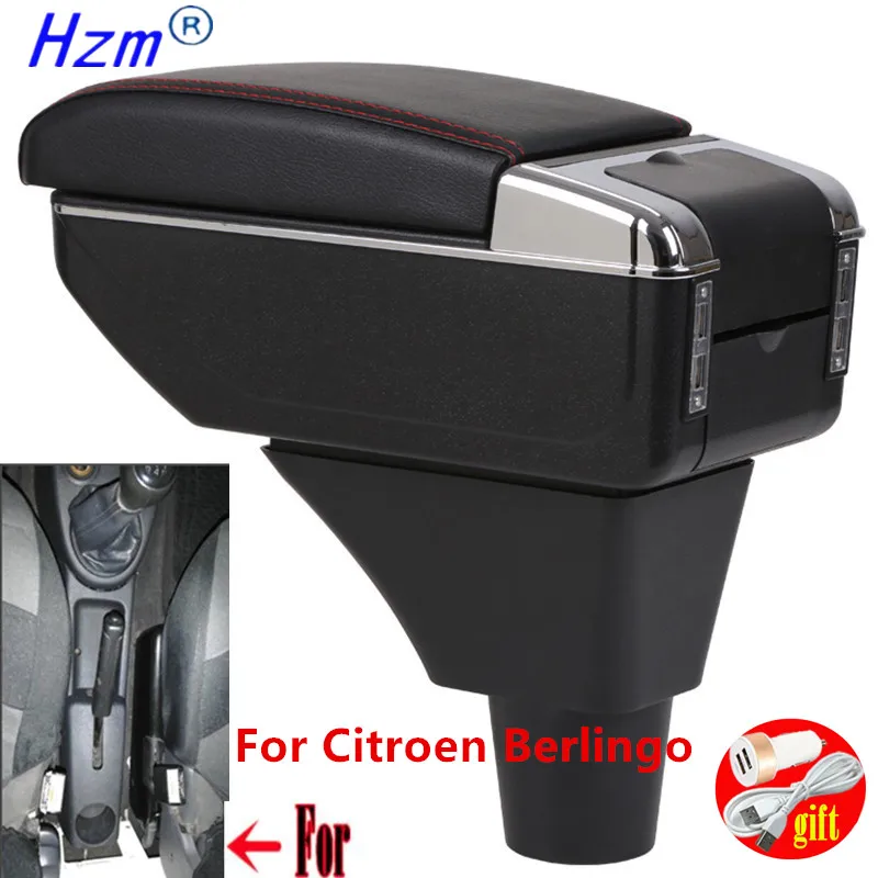 For Citroen Berlingo Armrest For Citroen Berlingo Car Armrest box Interior Storage box parts USB LED Simple installation