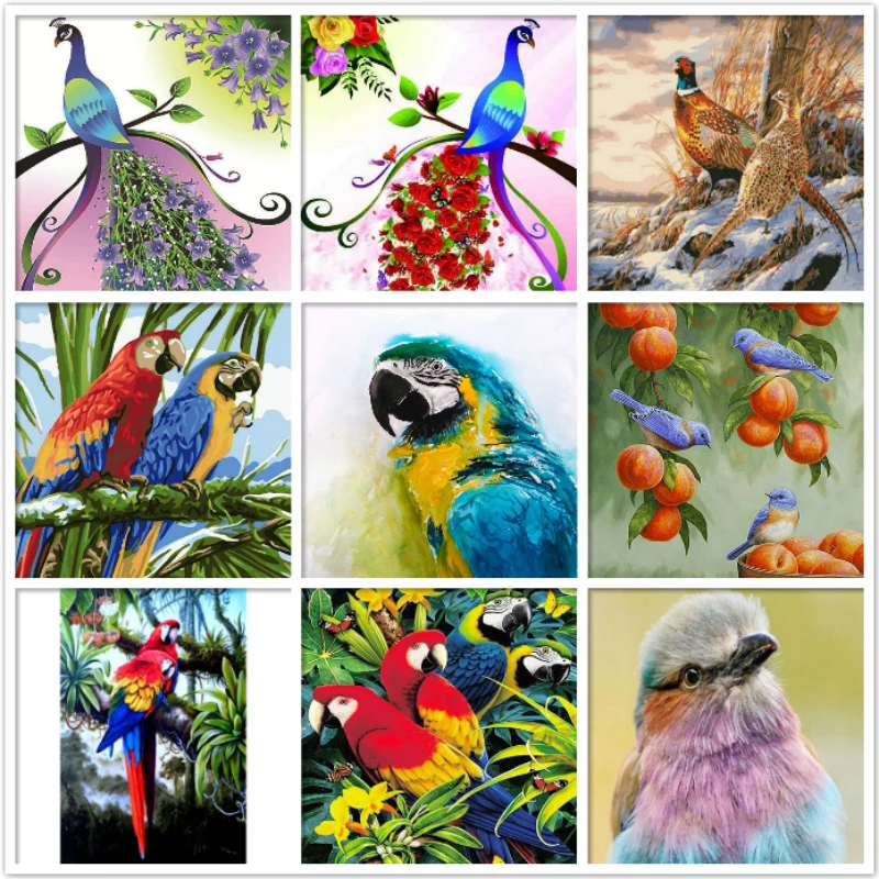 5D DIY Diamond Painting Animal Bird Parrot Folower Full Round Square Diamond Embroidery Cross Stitch Kit Rhinestone Mosaic Gift