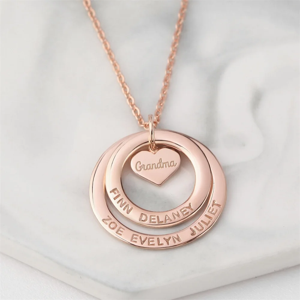 Tangula Customized Name Necklace Stainless Steel Pendant with Family Name A Perfect Gift for Grandma Mom on Any Occasion
