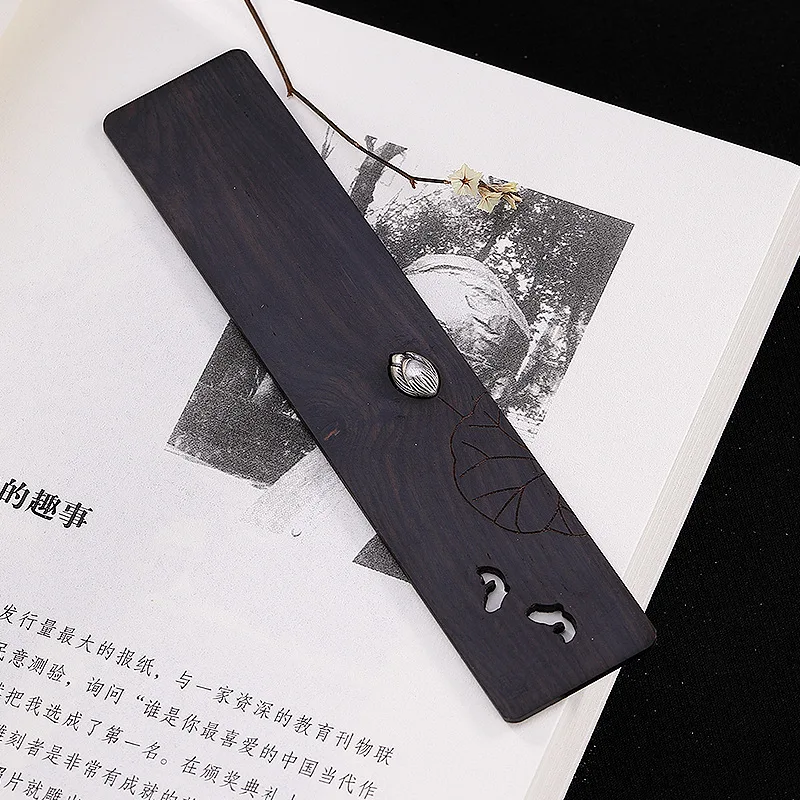 S925 Sterling Silver Retro Ebony Creative Lotus Carving Original Unique Cut-out Bookmark Gift