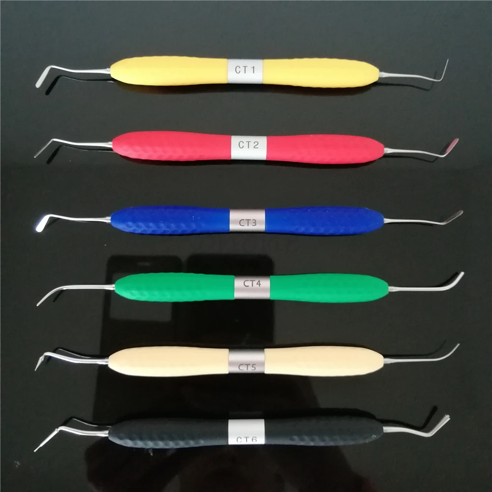 6pcs/ set  High Quality Dental Resin Filler Aesthetic Restoration Kit Resin Knife Plastic Dresser With Silicone Handl