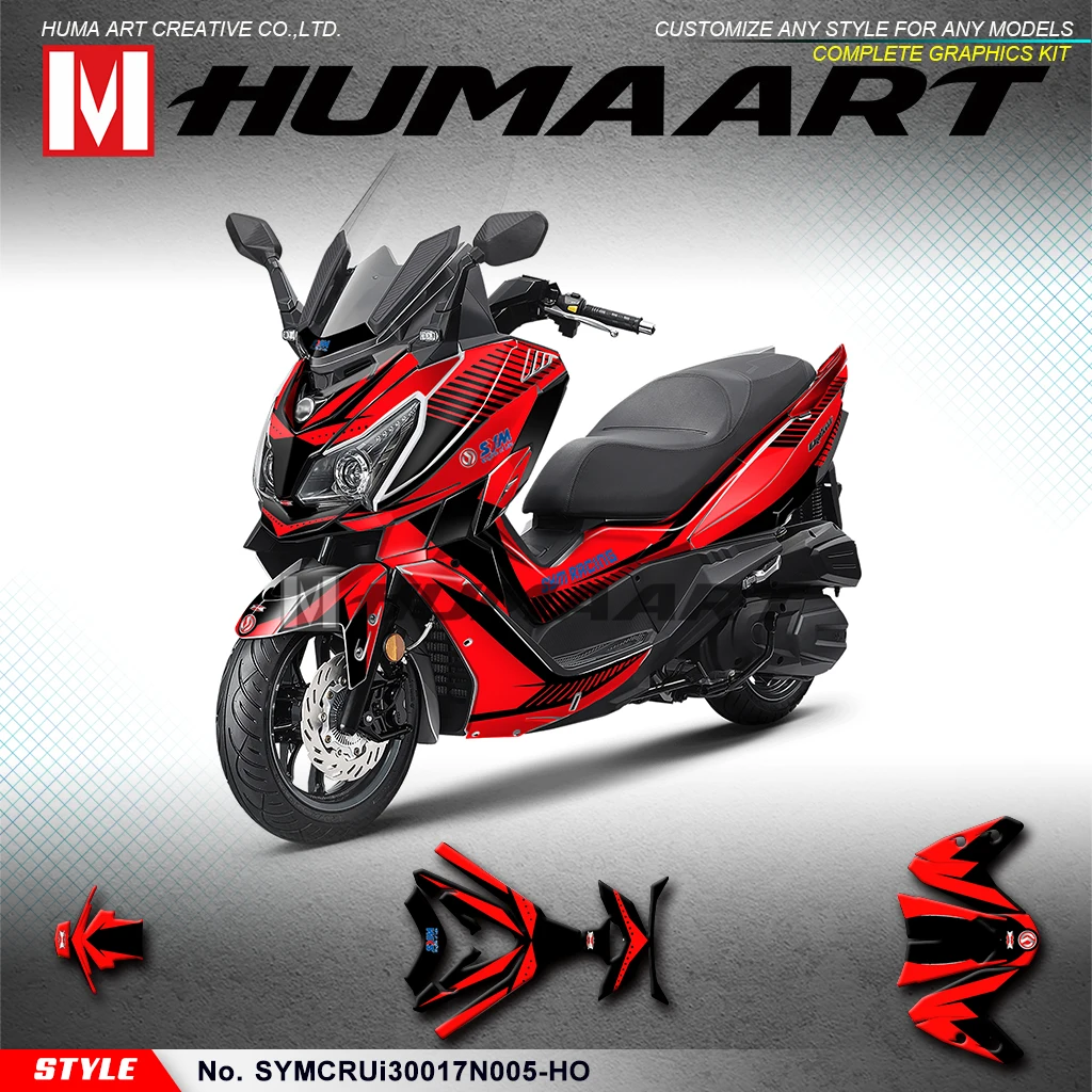 

HUMAART Custom Sticker Motorbike Graphics for SYM Cruisym 300 2017 2018 2019 2020 2021，Red