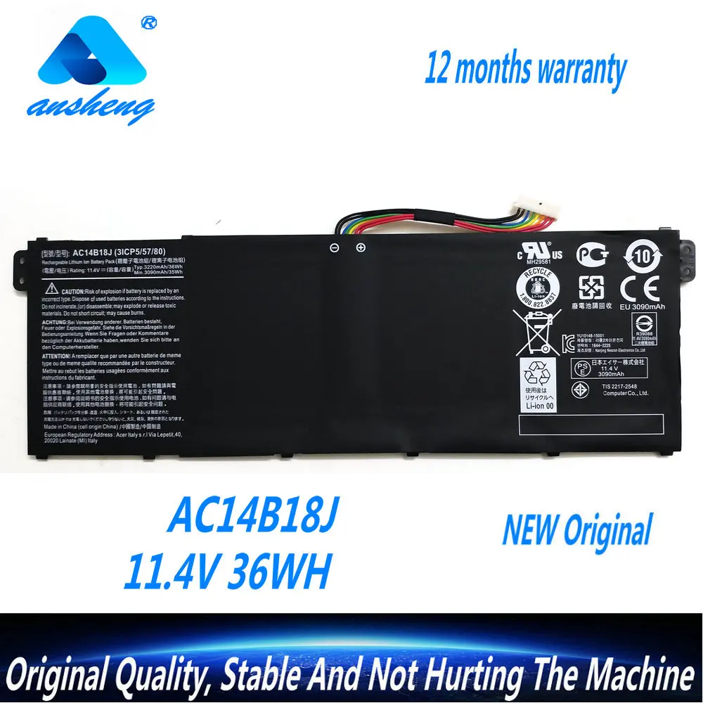 

NEW AC14B18J AC14B13J Laptop Battery For Acer Aspire E3-111 E3-112 E3-112M ES1-531 MS2394 B115-MP EX2519 N15Q3 N15W4