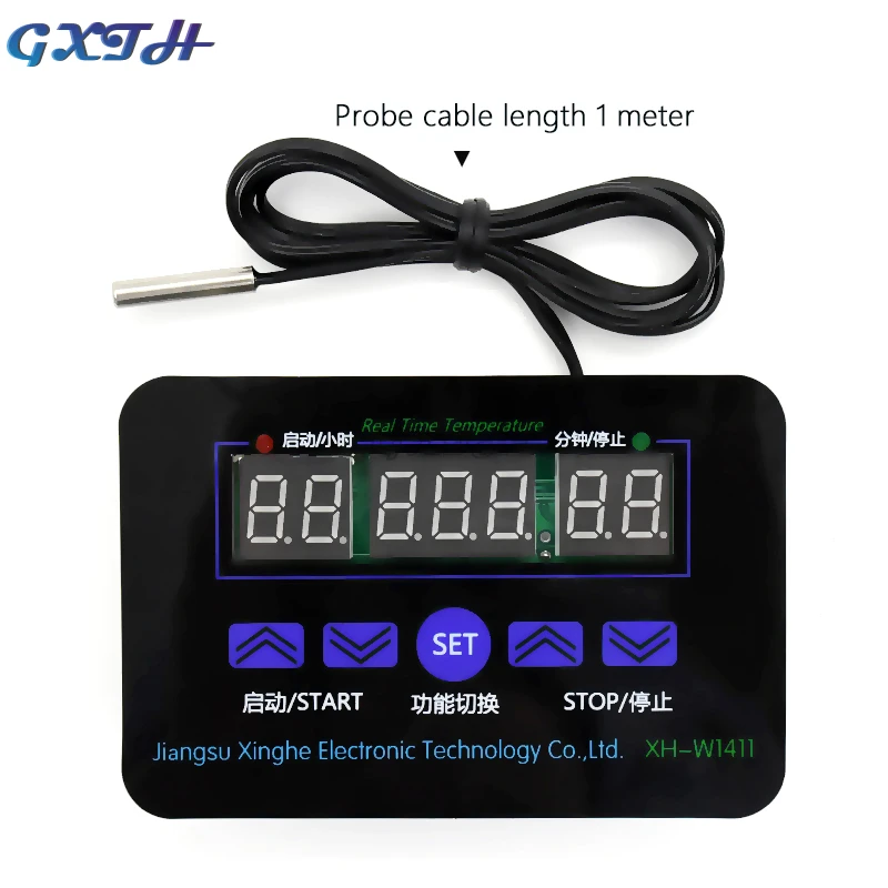 220V 12V 10A Digital Thermostat Three-display Multi-function Temperature Controller Temperature Control Switch -19~99 Degrees