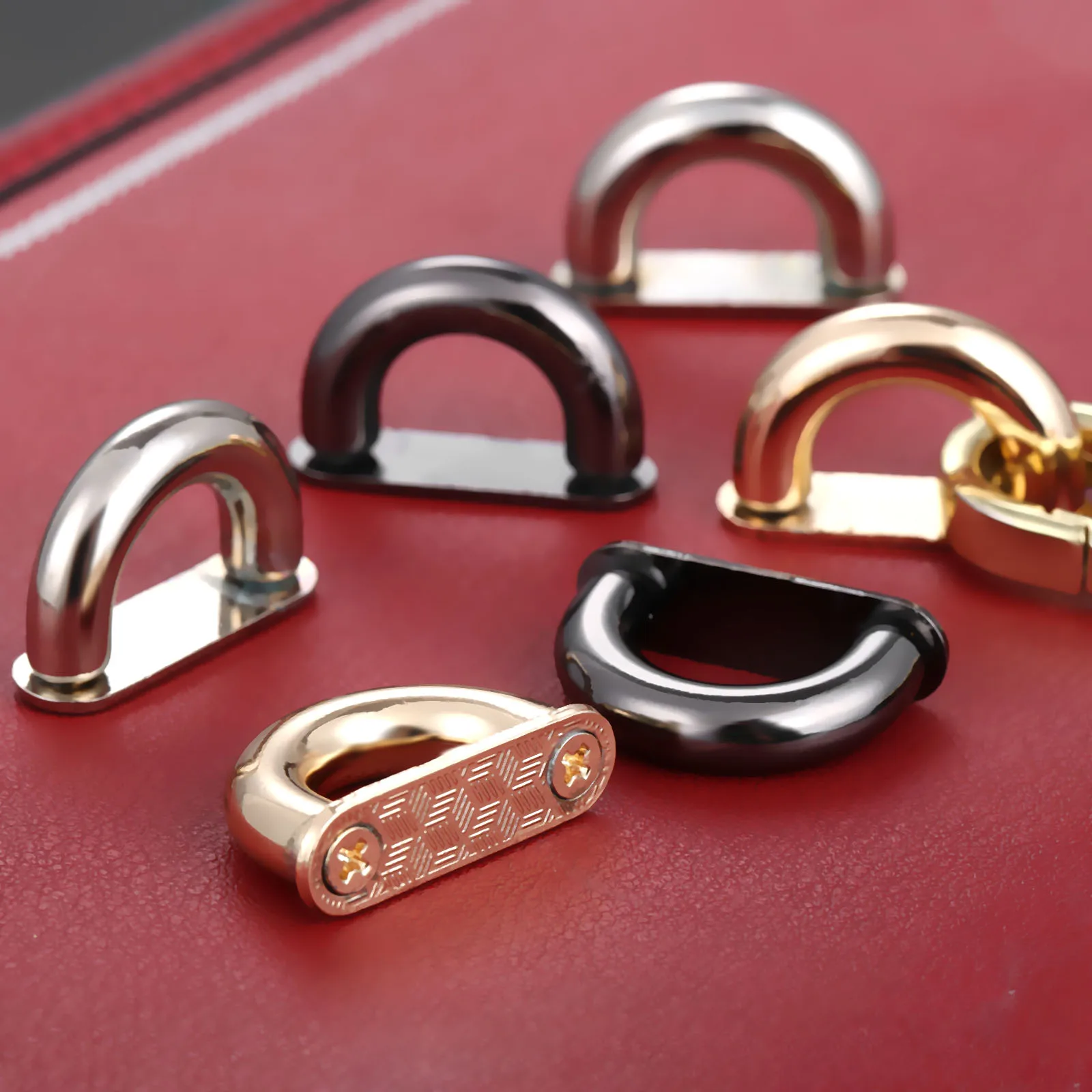 2sets Bag Arch Bridge Metal Buckle DIY Locking Handmade Leather Handbag Hanger Connector Suitcase Gold Silver Black 27x18mm