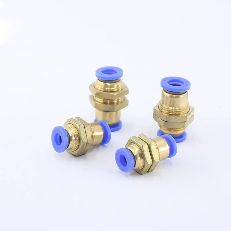 Blue Connector PM Series Air Pneumatic Component Straight Bulkhead Quick Installation Baffle, Suitable for 4 6 8 10 12mm