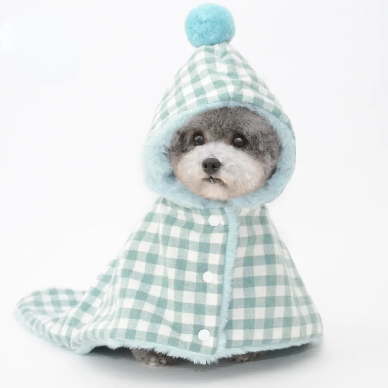 New Winter Plaid Pet Blanket Dog Sleeping Bag Cat Cloak Pet Coat Warm Coat Hooded Cloak Dog Coat Can Be Fixed To Prevent Falling