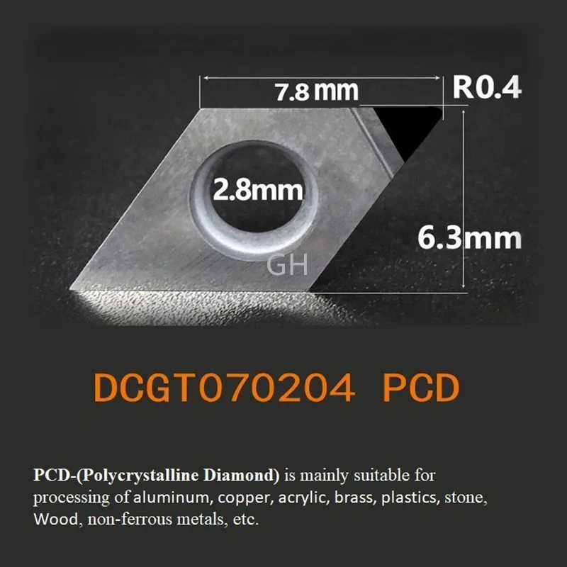 Diamant-PCD-Drehmeißel CBN CNC Indexierbare Wendeschneidplatte DCMT070204 DCMW070202 DCGT11T302 Metalldrehwerkzeug für Aluminium 1 Stück – Detail 3