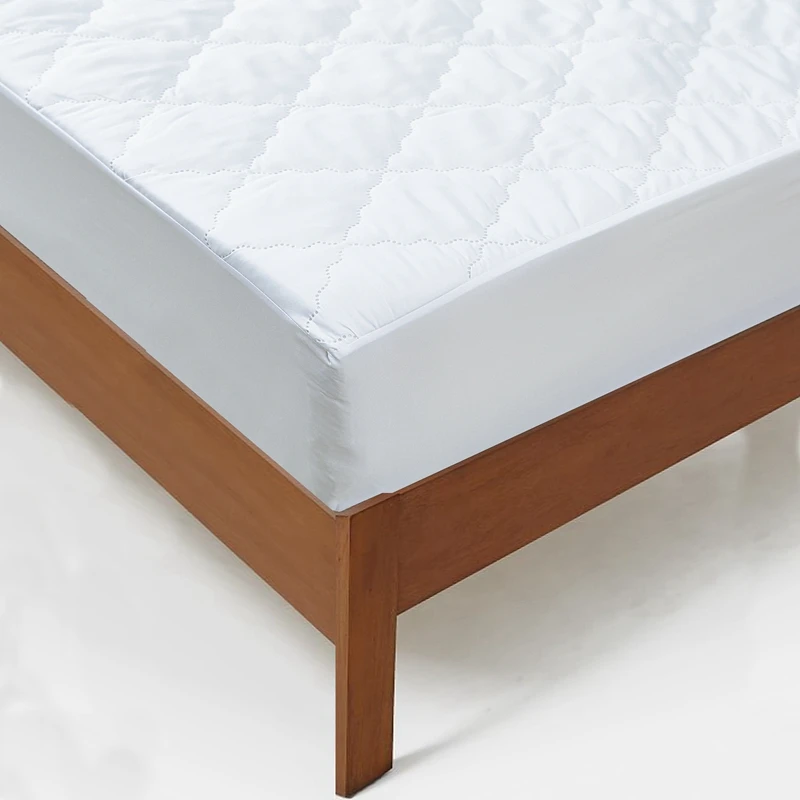 White Quilted Cotton Waterproof Bed Protector Pad Solid Air-Permeable Mattress Cover For Bedroom Fitted Sheet Bed Linens