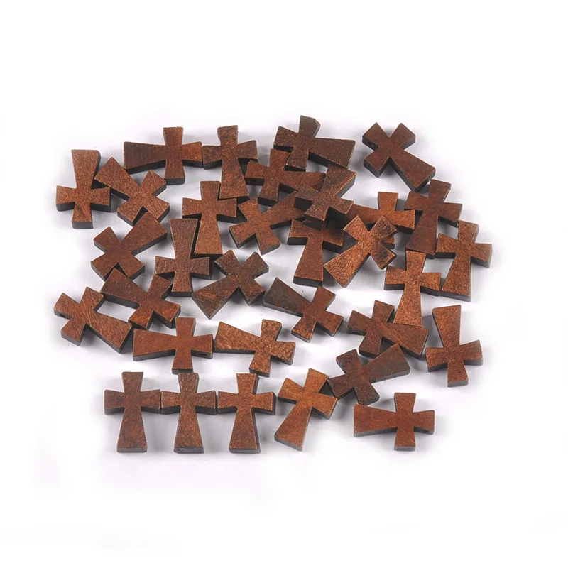 50 قطعة الخرز الصليب ديكورات خشبية الحلي قلادة معلقة مجوهرات الاطفال الهدايا الخشب لم تنته Craft بها بنفسك لوازم الحرفية M2575 #2