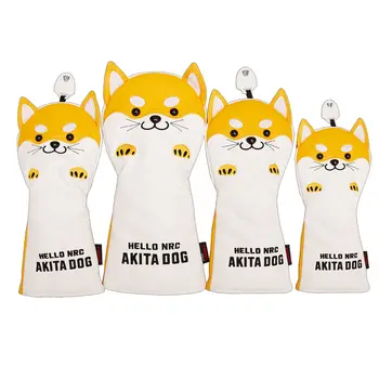 Coprimazze da golf NRC, coprimazze per driver, coprilegni da fairway e coprimazze ibridi, set con adorabile cane AKITA, animale dei cartoni animati, 460 cc 10 best sales copritesta in legno - №3