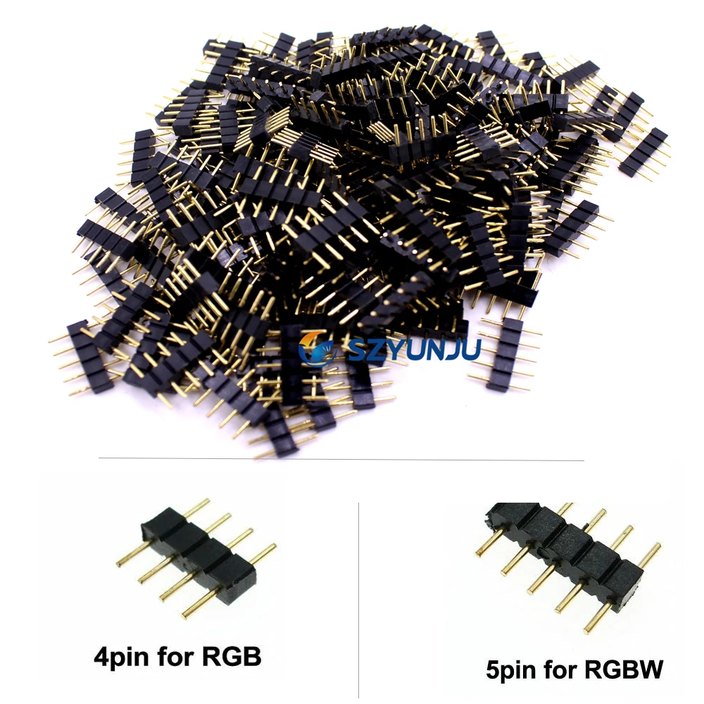 4pin RGB / 5pin RGBW Plug Male Connector For RGB/RGBW Female connector 5050 LED Strip RGB Single Color led lighting