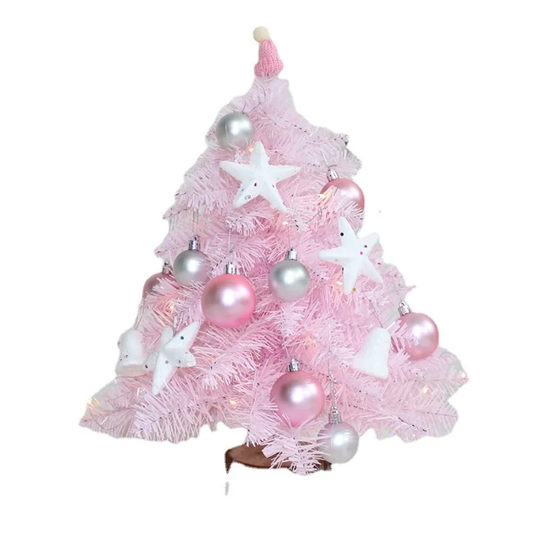 

Net Red Pink Christmas Tree 45cm Package Artificial fake Tree Mini Desktop Decoration Ornaments Festival Party Supplies Xmas