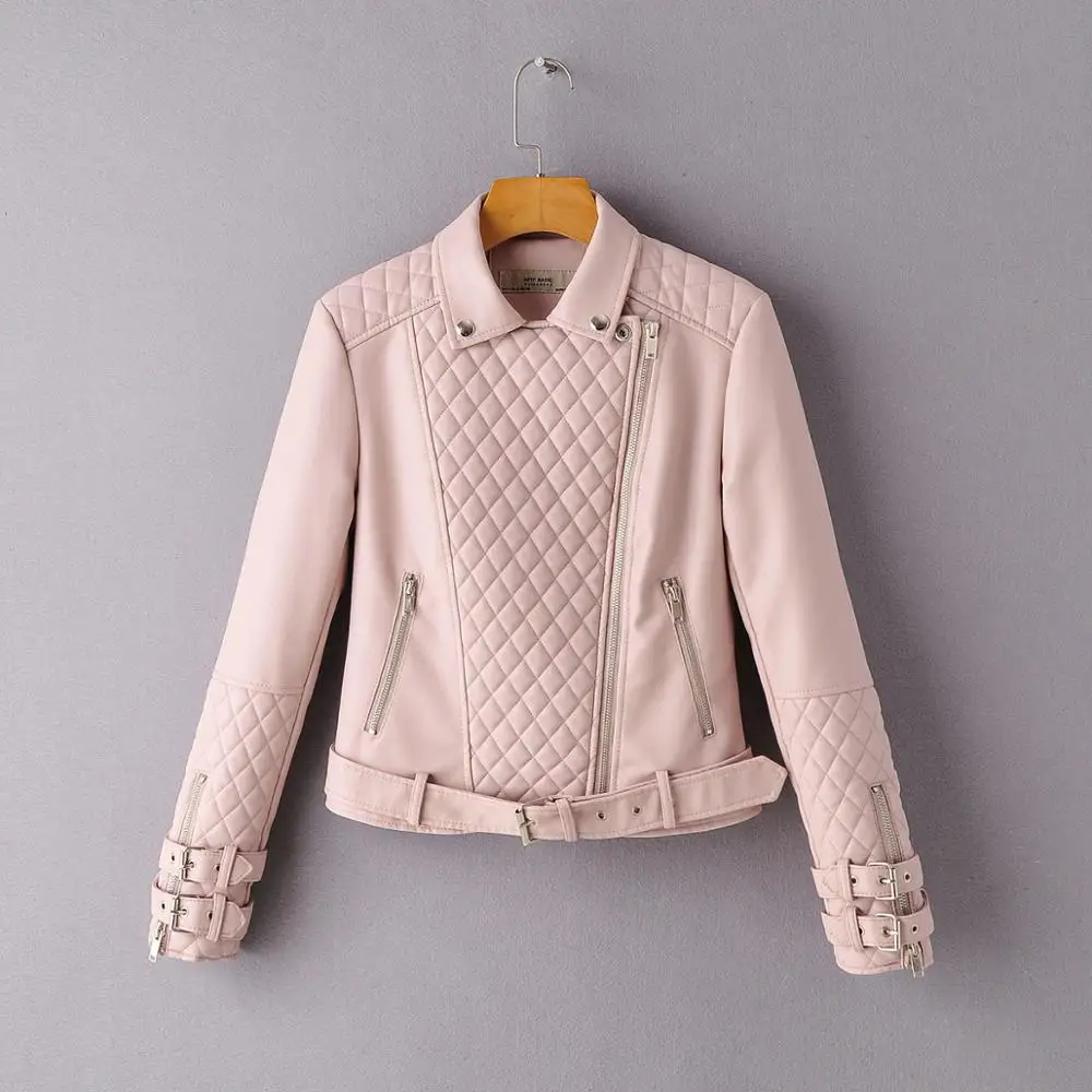 Chaqueta de piel sintética suave para mujer, cremalleras para motorista, abrigos rosas, prendas de vestir exteriores negras, bonita, nueva moda, primavera y otoño, gran oferta