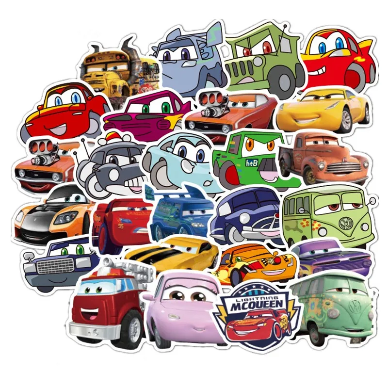 Disney Lightening McQueen stick skateboard motorcycle trolley box stickers children zhi cartoon stickers 50pcs