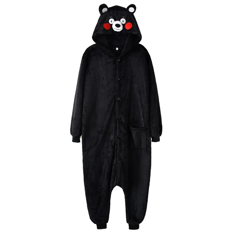 

New Flannel Plus Size Kumamon Bear Onesie Kigurumi Animal Pajamas Cartoon Best Gift Cosplay Costumes Jumpsuit Zipper Hooded