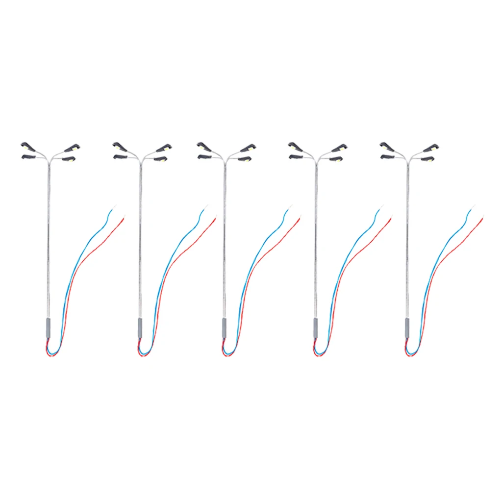 5x modelo trem lâmpada luzes de rua ho oo led layout acessórios quatro cabeças