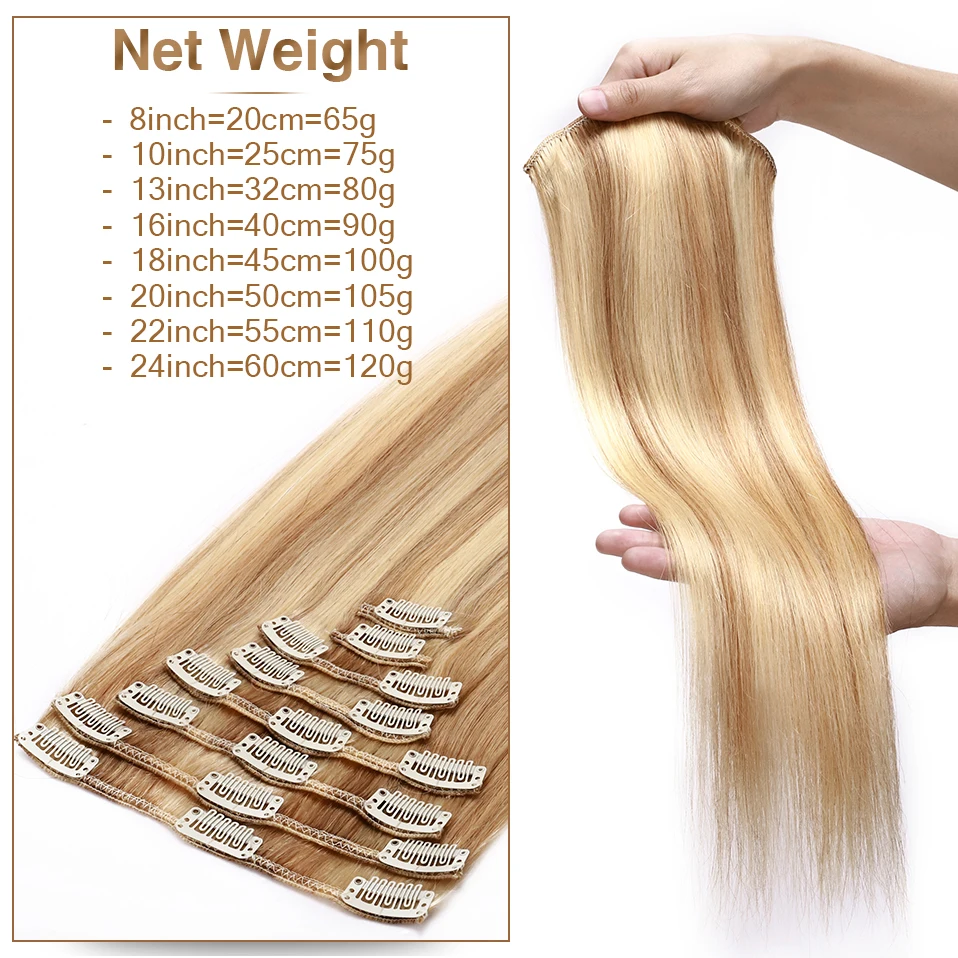 S-noilite Clip In Human Hair Extensions 8Pcs 65g-120g 8\