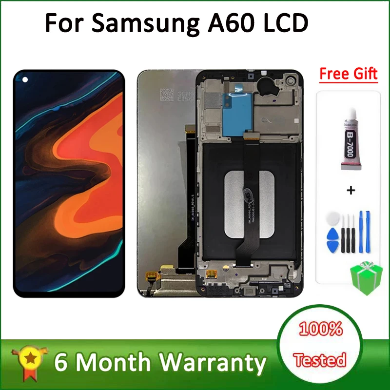 OLED Screen For SAMSUNG Galaxy A60 Display A606 A606F/DS LCD Display Screen Touch Digitizer Assembly For  A60 LCD With Frame