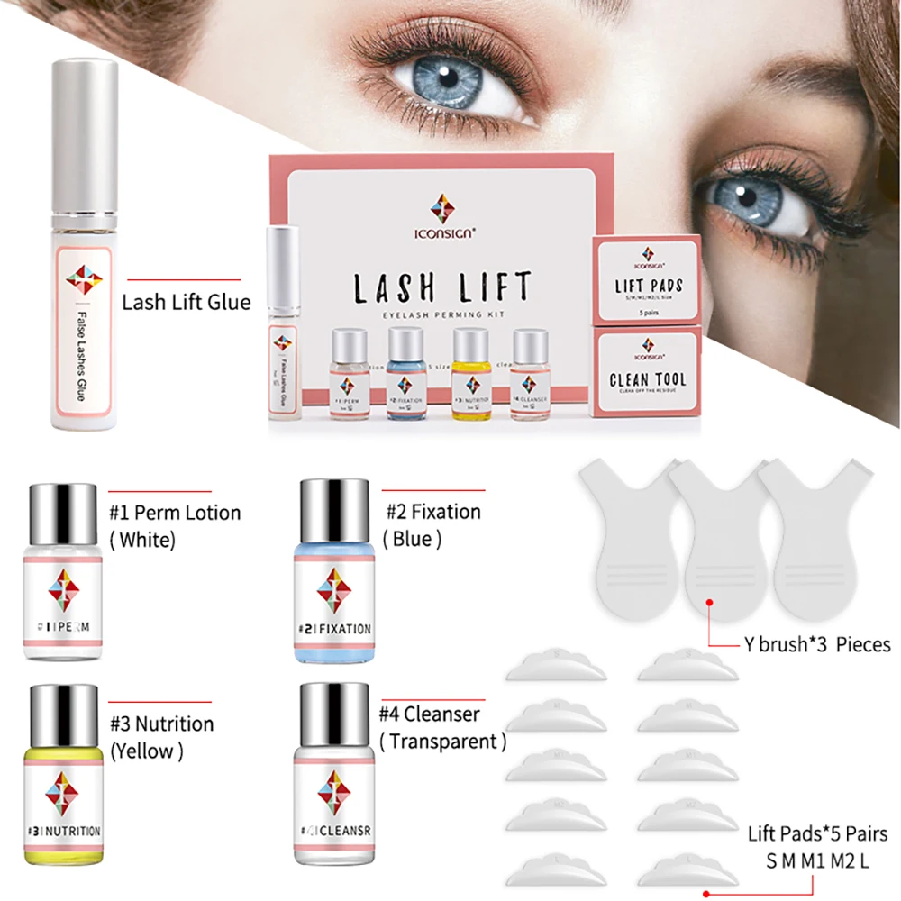 Kit de Levantamiento de Pestañas ICONSIGN Permanente de Pestañas Serum Potenciador Lash Lift Maquillaje de Ojos Herramientas de Maquillaje Envío