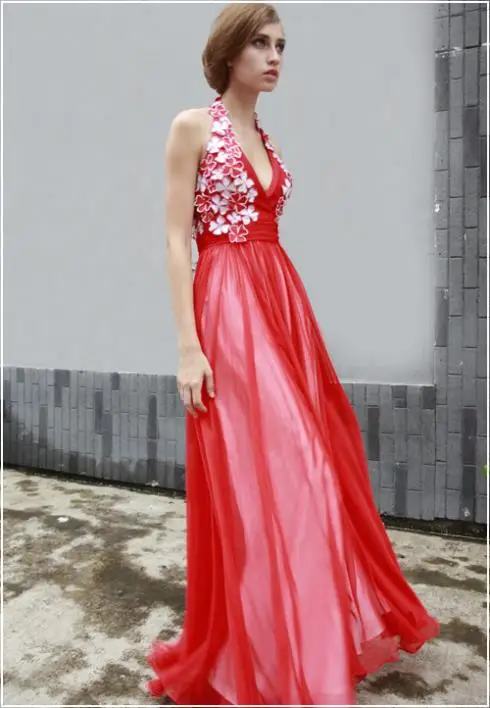 free shipping maxi dress 2016 bride long evening gown dinner party flower vestidos formales red long dress Graduation Dresses