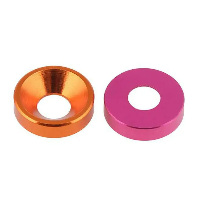 Arandela de aluminio de cabeza avellanada, arandelas de perno de aleación de aluminio anodizado, colorida, M2, M2.5, M3, M4, M5, 5 uds.