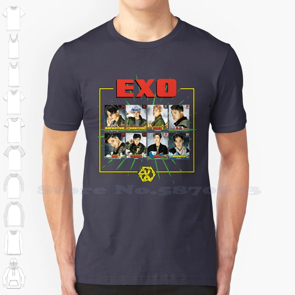 - Power White Tshirt For Men Women K M Suho Xiumin Lay Baekhyun D O Kai Sehun Kpop Korean