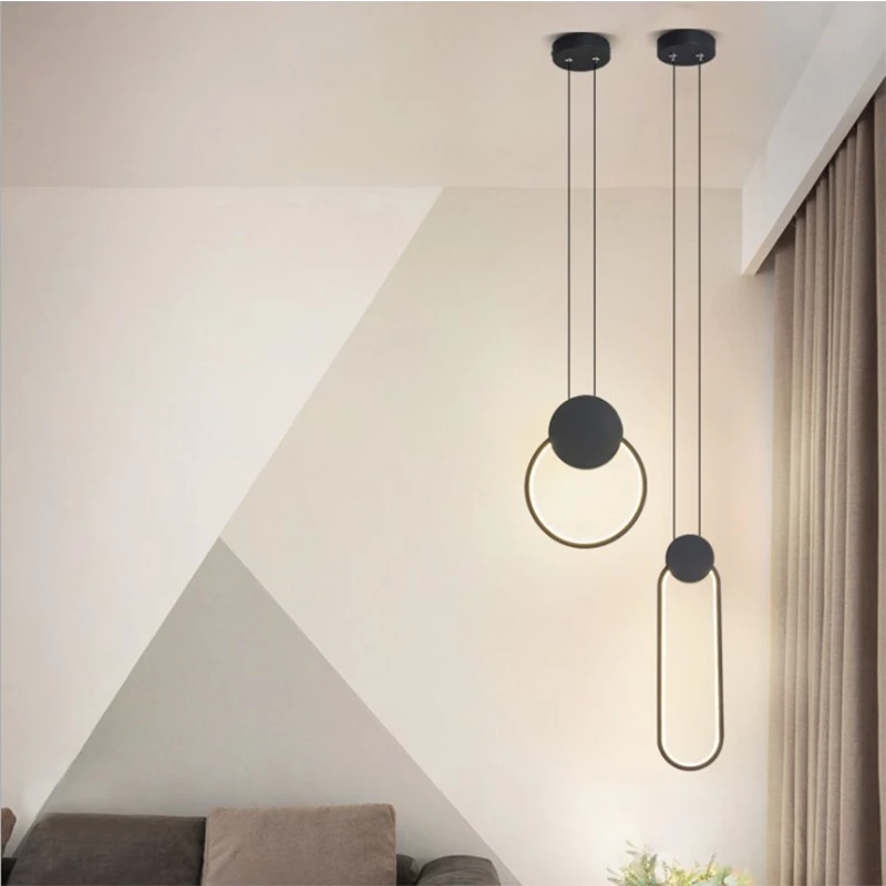 Nordic Round Ring Led Pendant Lights Bedside Bedroom Kitchen Fixture Hanging Lamps Home Decoration Accessories Interior Lighting