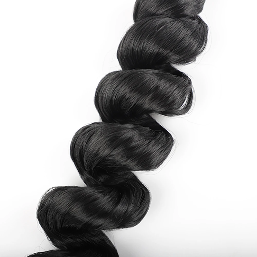 Extensões sintéticas longas do cabelo da onda frouxa do cabelo da cor natural para as mulheres 30 Polegada tramas sintéticas do cabelo