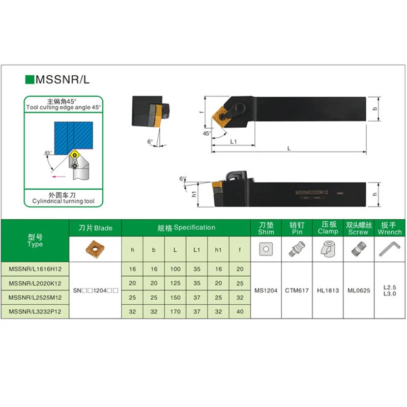 MSSNR2525M12/ MSSNL2525M12 أدوات قطع مخرطة معدنية ، أداة تحول باستخدام الحاسب الآلي ، أدوات آلة المخرطة ، أداة تحول خارجية نوع MSSNR